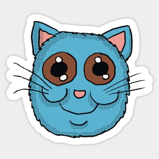 Blue Cat Head Sticker